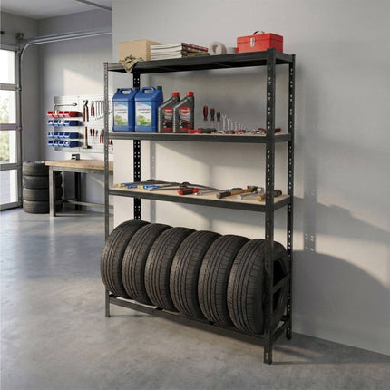Support à pneus en acier, rangement de garage réglable à 3 étagères