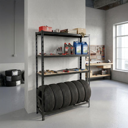 Support à pneus en acier, rangement de garage réglable à 3 étagères