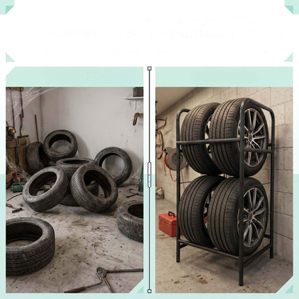 Support à pneus en acier - Rangement de garage, pieds de protection