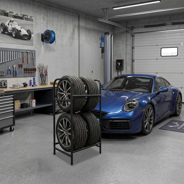 Support à pneus en acier - Rangement de garage, pieds de protection