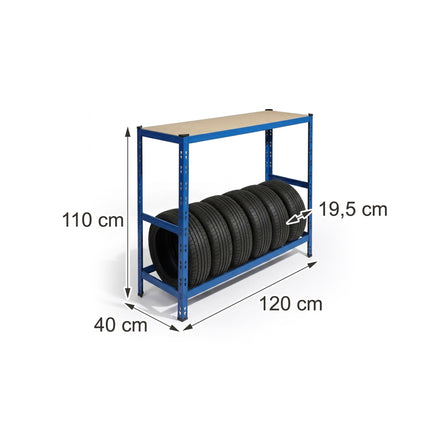 Support à pneus en acier avec étagères réglables pour garage