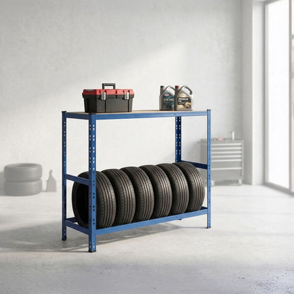 Support à pneus en acier avec étagères réglables pour garage