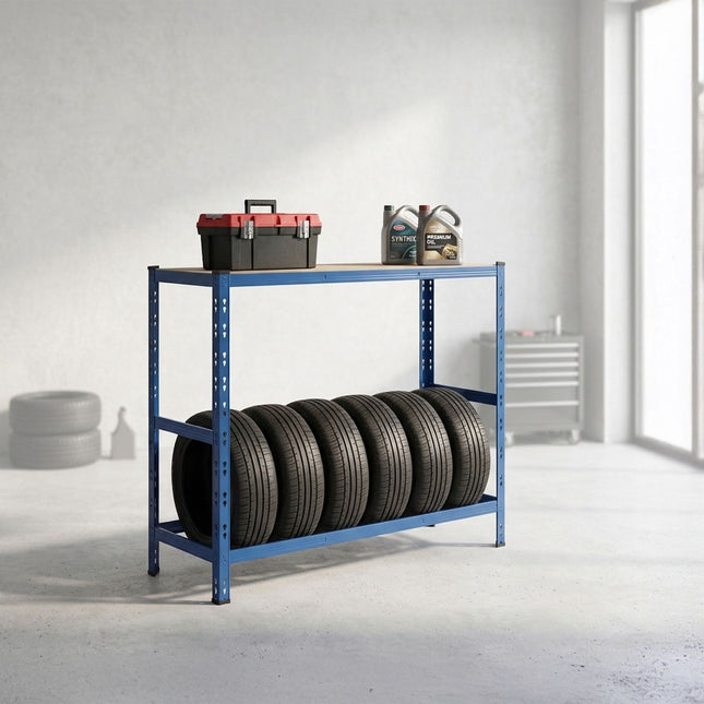 Support à pneus en acier avec étagères réglables pour garage