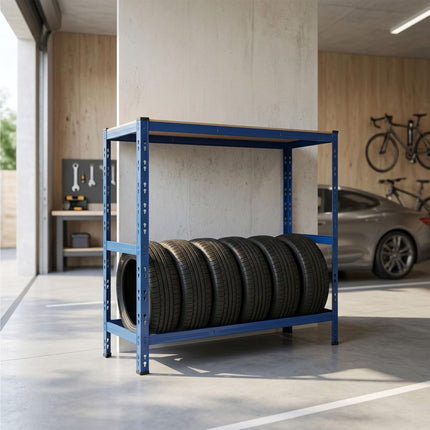Support à pneus en acier avec étagères réglables pour garage