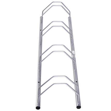 Stahlregal für 4 Fahrräder, Boden- und Wandmontage, silberfarben