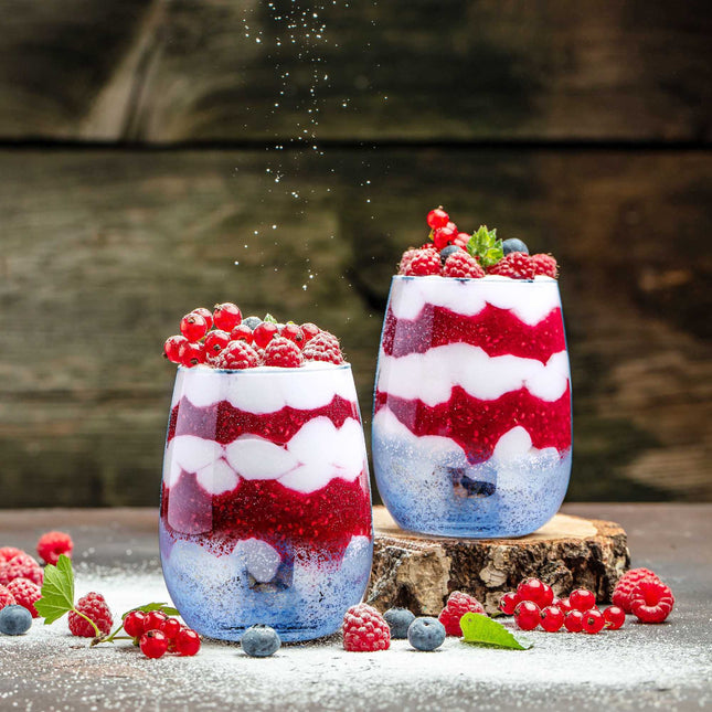 Lot de 2 verres à vin sans pied bleus