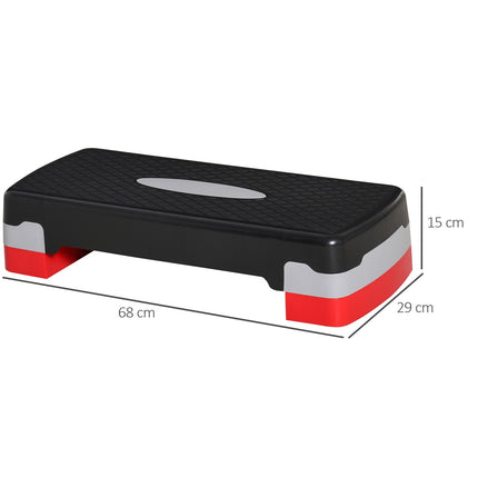 Verstellbarer Aerobic-Stepper – 2 Stufen, 10/20 cm, schwarz/grau/rot