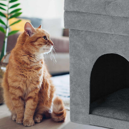 Tabouret pour niche à chat en gris