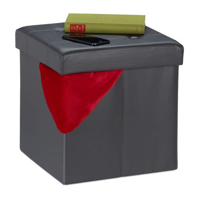 Tabouret en cuir artificiel avec espace de rangement