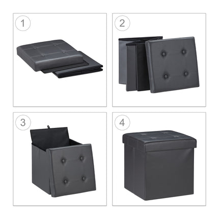 Tabouret en cuir artificiel avec espace de rangement