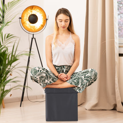 Tabouret en cuir artificiel avec espace de rangement