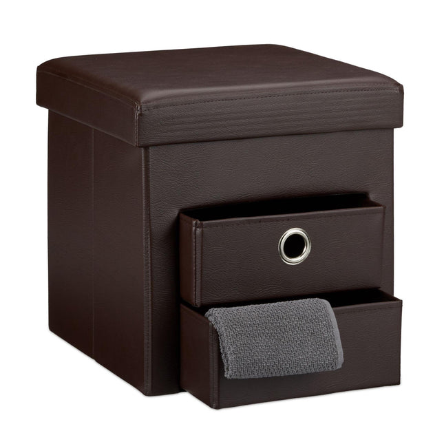 Tabouret en simili cuir à 2 compartiments
