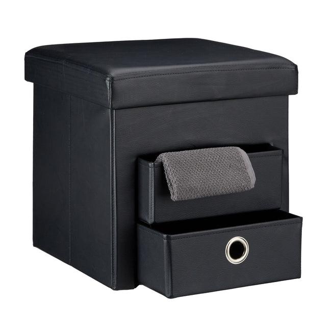 Tabouret en simili cuir à 2 compartiments