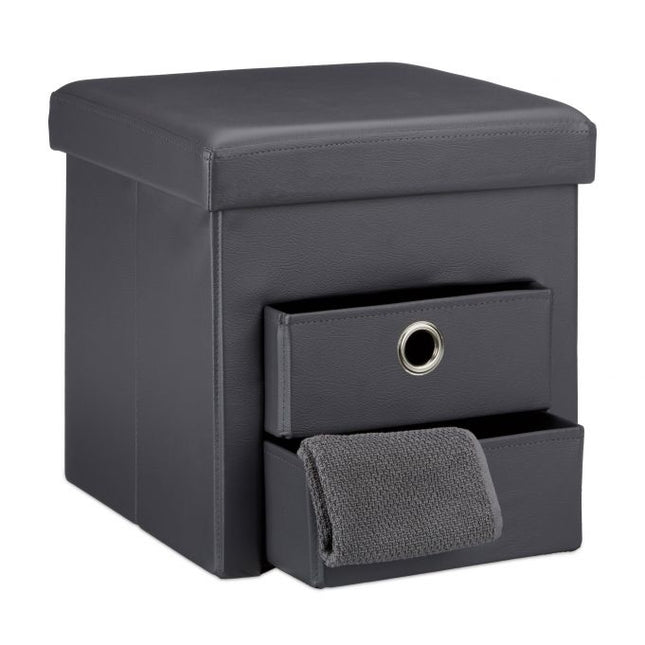 Tabouret en simili cuir à 2 compartiments