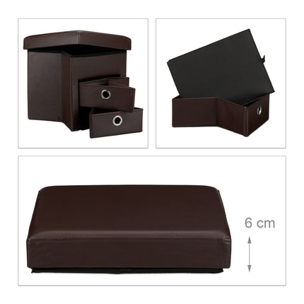 Tabouret en simili cuir à 2 compartiments