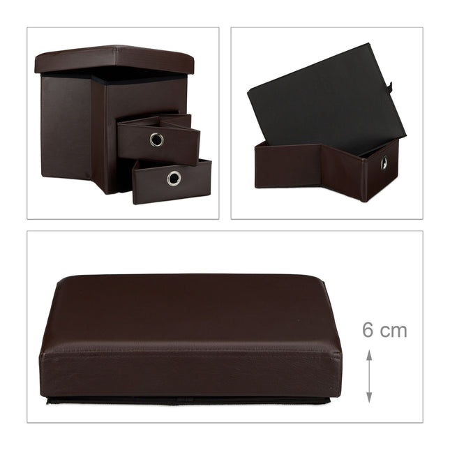 Tabouret en simili cuir à 2 compartiments