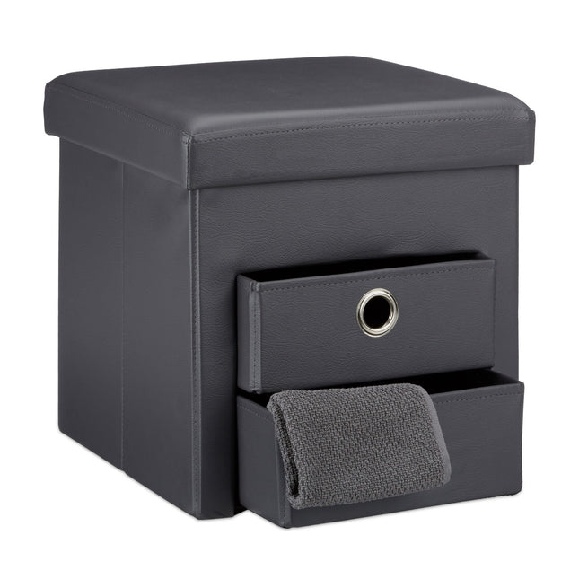 Tabouret en simili cuir à 2 compartiments