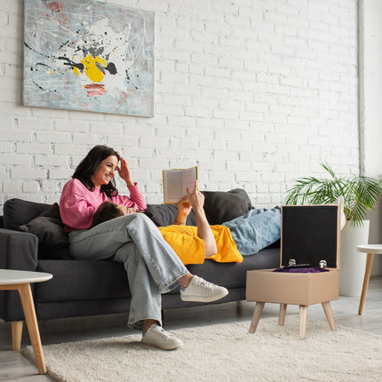 Tabouret avec espace de rangement en similicuir