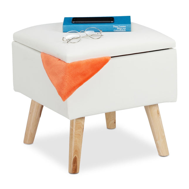 Tabouret avec espace de rangement en similicuir