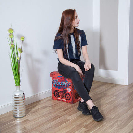 Tabouret avec espace de rangement Motif tendance