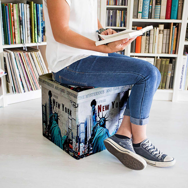 Tabouret avec espace de rangement Motif tendance