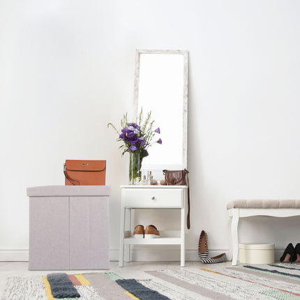 Tabouret avec espace de rangement beige