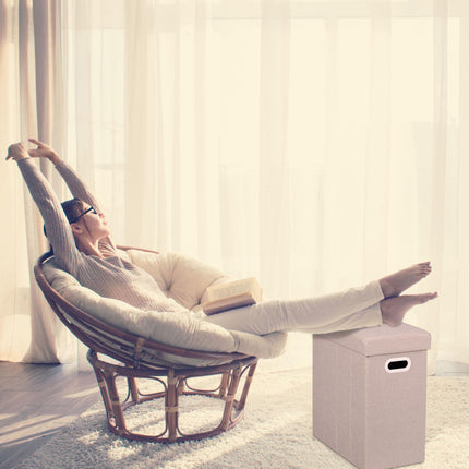 Tabouret avec espace de rangement beige