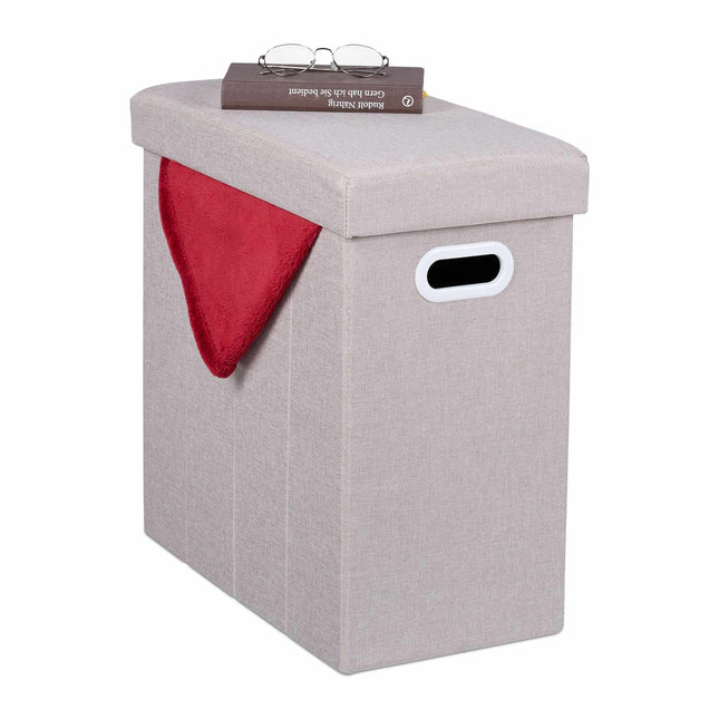 Tabouret avec espace de rangement beige