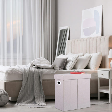 Tabouret avec espace de rangement beige