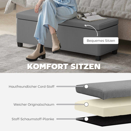 Sitzbank mit Cordbezug, 84L, Grau