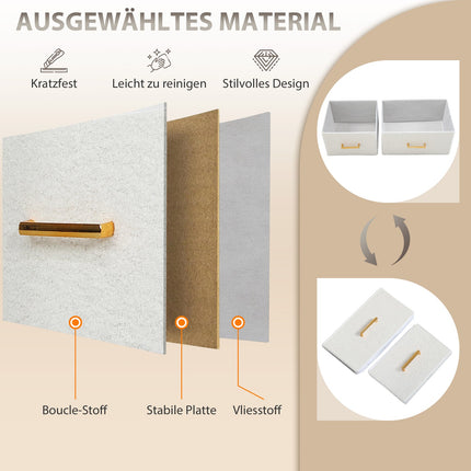 Commode de rangement avec 8 tiroirs en tissu, structure en acier, couleur crème