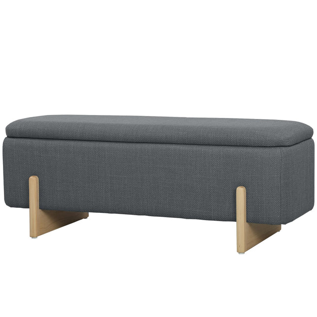 Sitzbank mit Stauraum, Schaumstoffpolsterung, Dunkelgrau, 111x44x44.5 cm