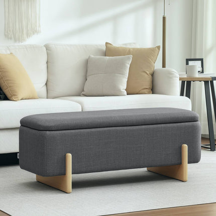 Sitzbank mit Stauraum, Schaumstoffpolsterung, Dunkelgrau, 111x44x44.5 cm