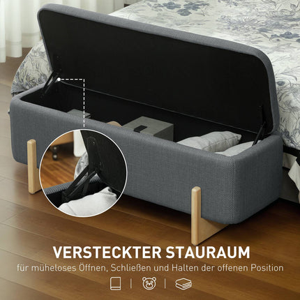 Sitzbank mit Stauraum, Schaumstoffpolsterung, Dunkelgrau, 111x44x44.5 cm