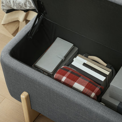 Sitzbank mit Stauraum, Schaumstoffpolsterung, Dunkelgrau, 111x44x44.5 cm