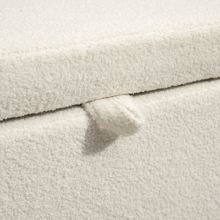 Pouf de rangement, polaire crème, pieds en acier
