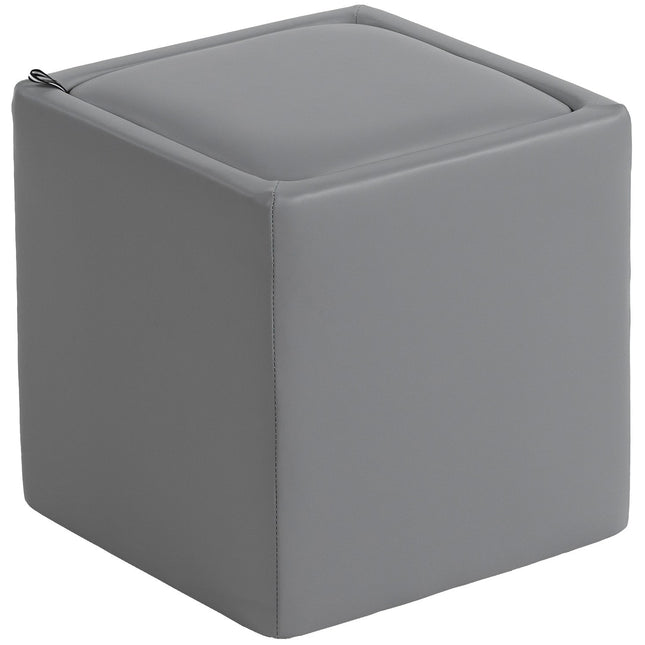 Pouf de rangement carré en similicuir, 40 x 40 x 40 cm, gris