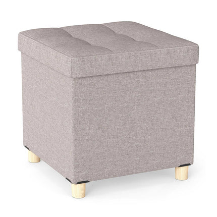 Aufbewahrungshocker mit Leinenstoff, 53.5L, Beige, 45cm