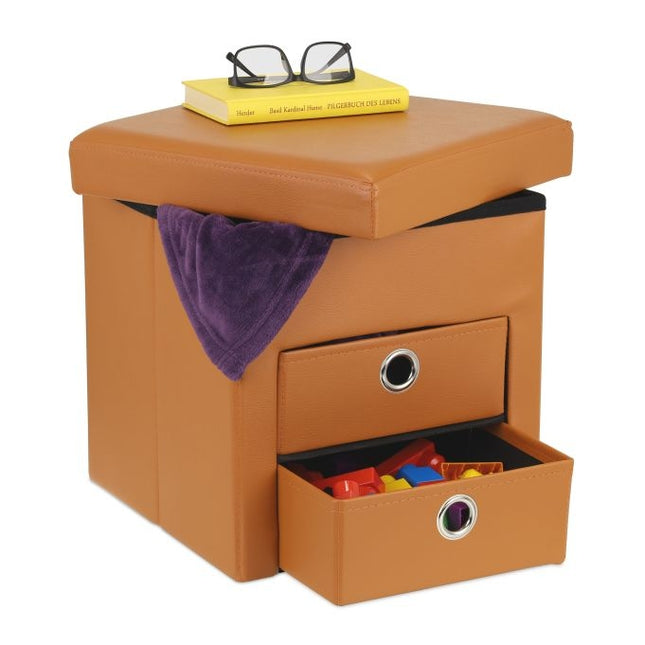 Pouf de rangement avec tiroirs