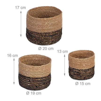 Paniers de rangement, lot de 3, algues