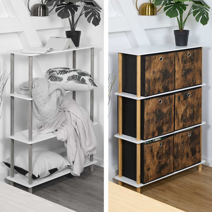 Boîte de rangement en tissu aspect bois, lot de 6