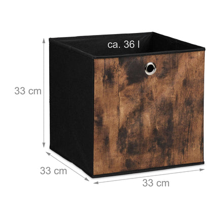 Boîte de rangement en tissu aspect bois, lot de 6