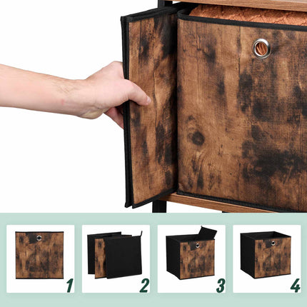 Boîte de rangement en tissu aspect bois, lot de 6