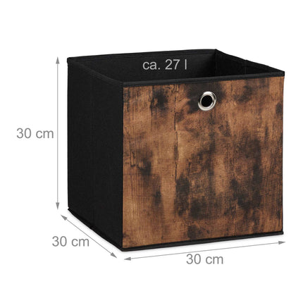 Boîte de rangement en tissu aspect bois, lot de 6