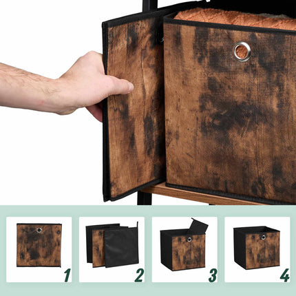 Boîte de rangement en tissu aspect bois, lot de 6