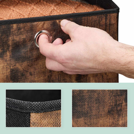 Boîte de rangement en tissu aspect bois, lot de 6