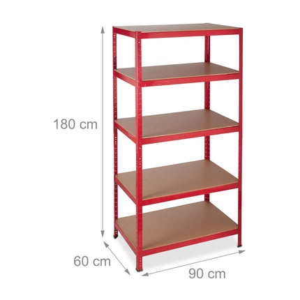 Étagère de rangement 180x90x60 rouge