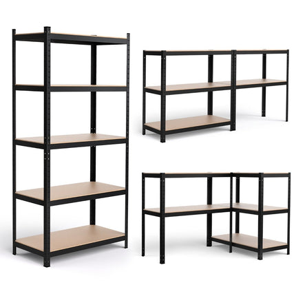Lagerregal Schwerlastregal Steckregal Metallregal 5 Ebenen Werkstattregal 91 x 46 x 183 cm schwarz