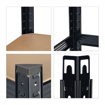 Étagère de rangement à 4 étagères noire