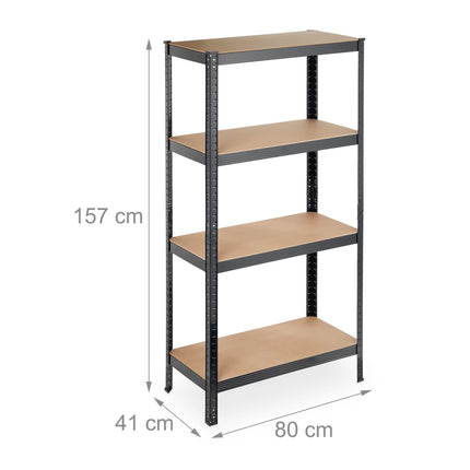 Étagère de rangement à 4 étagères noire